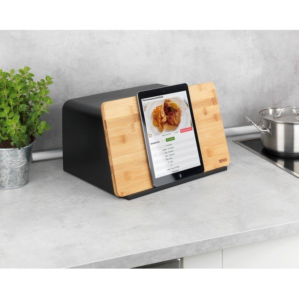 Kubo fekete kenyértartó bambusz fedéllel - Wenko-image-2