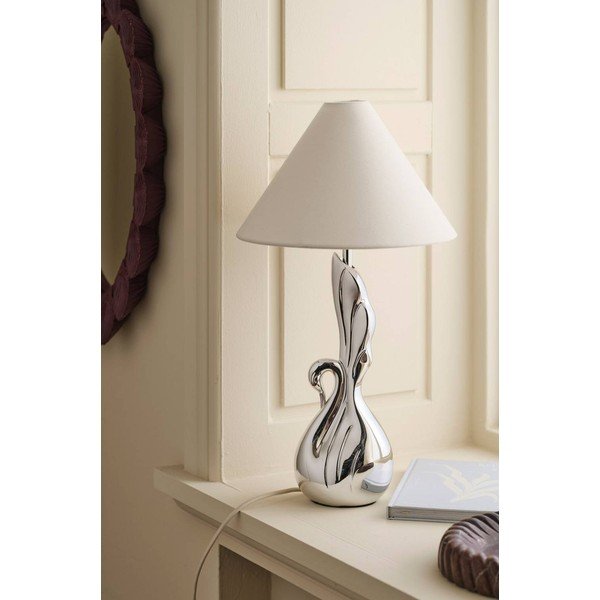 Fehér-ezüstszínű poligyanta asztali lámpa (magasság 53 cm) Swan – Ellos Home-image-2
