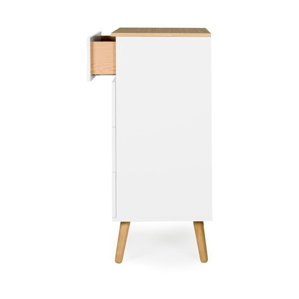 Dot fehér szekrény tölgyfa dekorral, 4 fiókkal, szélesség 55 cm - Tenzo-image-4