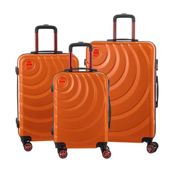 Manhattan 3 db-os narancssárga bőrönd szett - Murano