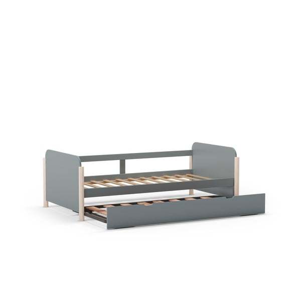 Szürkészöld borovi fenyő gyerekágy kihúzható pótággyal ágyráccsal 90x190 cm Enola – Marckeric-image-3