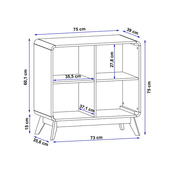 Natúr színű könyvespolc tölgyfa dekorral 75x75 cm Caitlin – Støraa-image-3