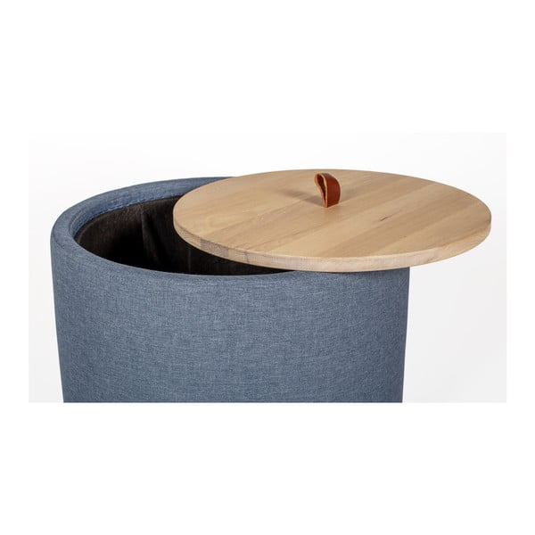 Ibisco farmerkék tárolóasztal, levehető tölgyfa asztallappal, ⌀ 56 cm - Askala-image-1
