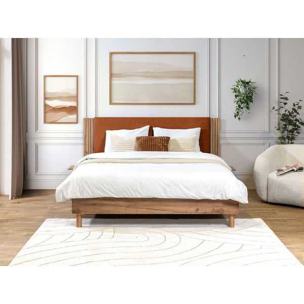 Narancssárga franciaágy ágyráccsal 160x200 cm Lior – Bobochic Paris-image-1