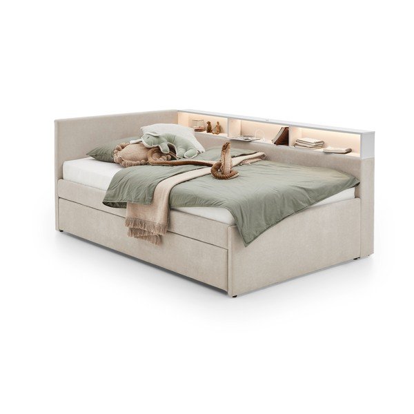 Bézs ágyneműtartós sarok gyerekágy ágyrács nélkül 90x200 cm Uno – Meise Möbel-image-4