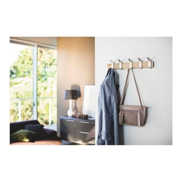 Matt ezüstszínű-natúr színű kőrisfa fali fogas Rin – YAMAZAKI-image-3