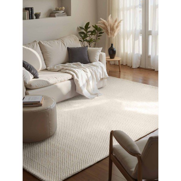 Krémszínű kézi szövésű gyapjú szőnyeg 160x230 cm Lyon Beans – Elle Decoration-image-1