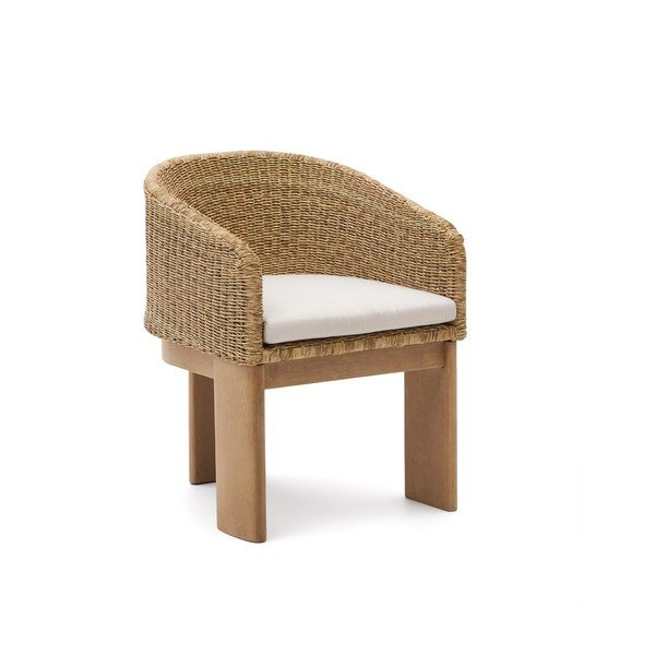 Natúr színű párnázott-rattan kerti szék Xoriguer – Kave Home