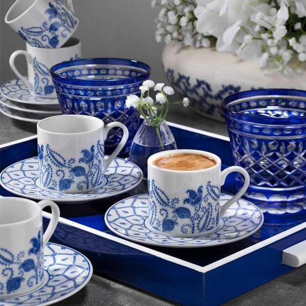 Kutahya Ornament 6 részes porcelán csésze és alj szett, 50 ml-image-1