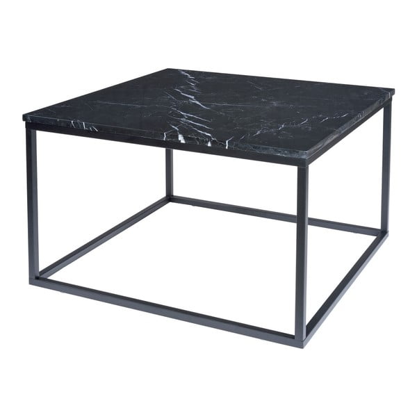 Accent fekete márvány kávézó asztal fekete fém vázzal, 75 cm széles - RGE