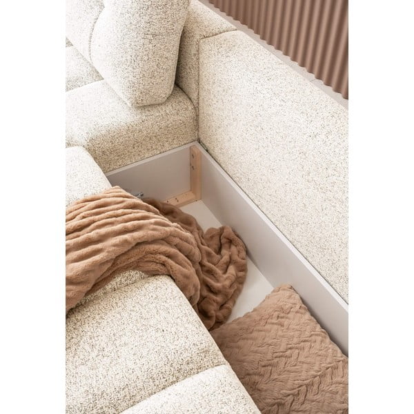 Krémszínű kinyitható tárolóhelyes moduláris sarokkanapé (bal oldali) Lulu – Miuform-image-2