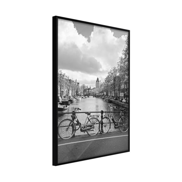 Bicycles Against Canal poszter keretben, 20 x 30 cm - Artgeist