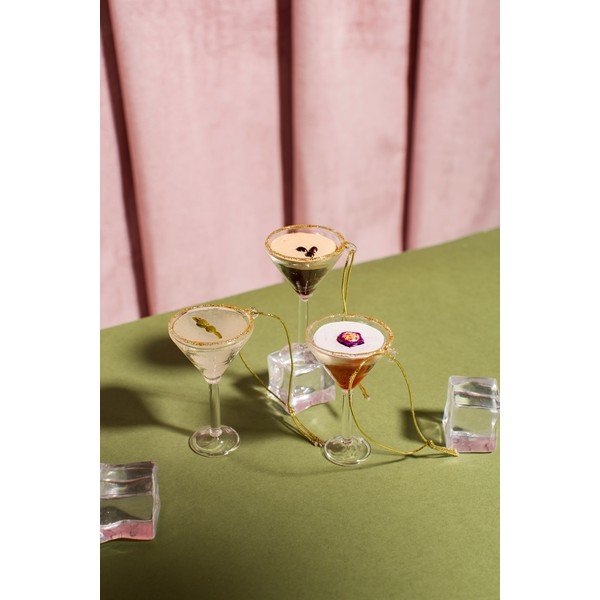 Üveg karácsonyfadísz készlet 3 db-os 15,5 cm Martini Cocktail – Sass & Belle-image-2