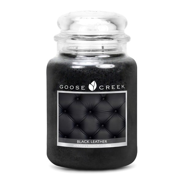 Fekete Bőr illatgyertya üvegben, égési idő 150 óra - Goose Creek