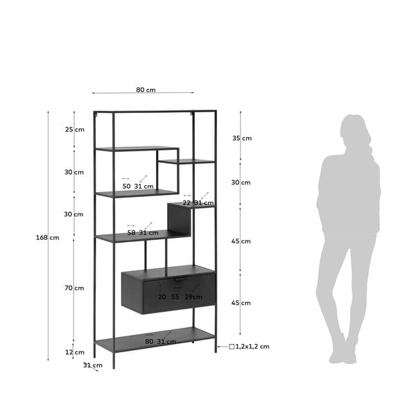 Shantay fekete fém könyvespolc - Kave Home-image-4
