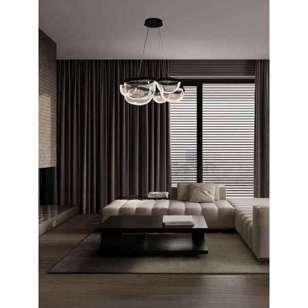 Matt fekete acél LED dimmelhető függőlámpa üveg búrával ø 83 cm Clair – Nova Luce-image-1