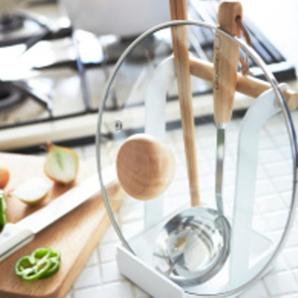 Tosca fehér főzőkanál- és fedőtartó állvány - YAMAZAKI-image-1