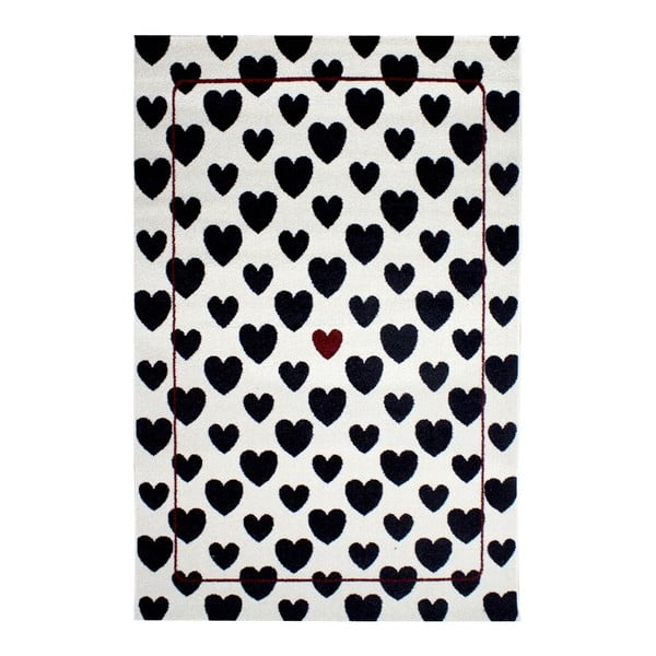 Razzo Heart fekete-fehér szőnyeg, 120 x 170 cm