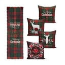 Tartan Christmas 4 db karácsonyi párnahuzat és asztali futó szett - Minimalist Cushion Covers