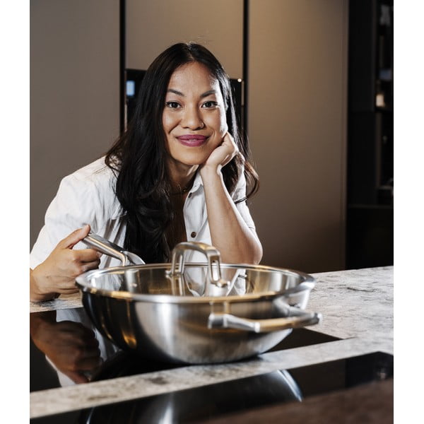 Wok rozsdamentes acél serpenyő fedővel ø 30 cm Chili Ta – FABINI-image-1