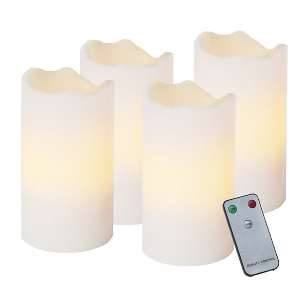 White Wachs 4 db-os LED gyertyakészlet távirányítóval, magasság 13 cm - Best Season