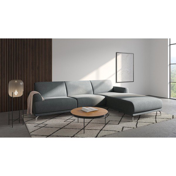 Puzo világosszürke sarokkanapé jobb oldali fekvőfotellel - MESONICA-image-1