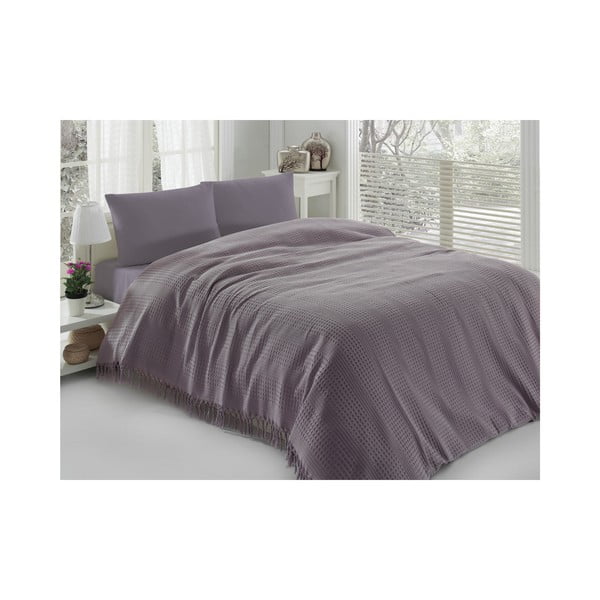 Pique lila pamut kétszemélyes ágytakaró, 220 x 240 cm-image-1