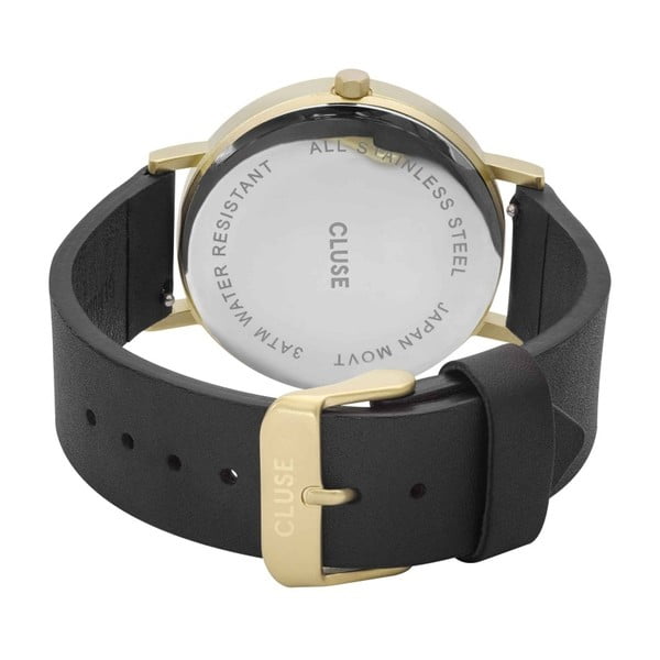 La Roche Star női karóra fekete bőrszíjjal és fehér márványmintás számlappal - Cluse-image-2