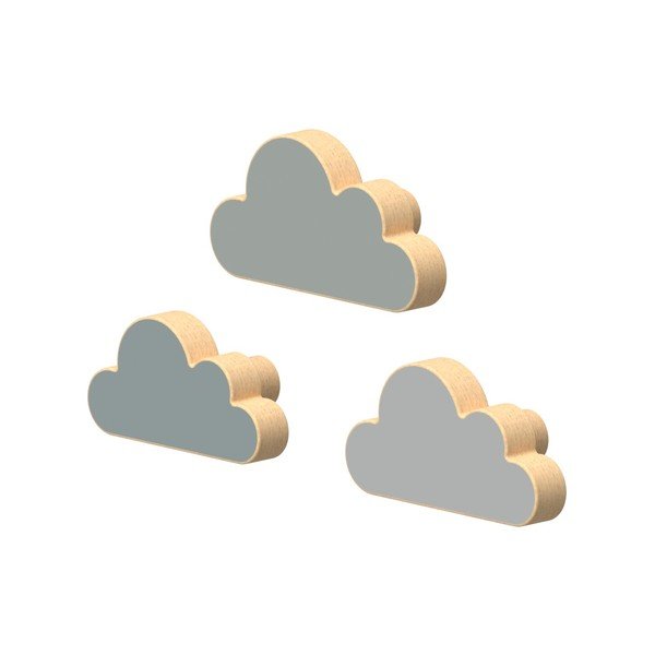 Világoskék fali bükkfa akasztó szett 3 db-os Cloud – Cam Cam Copenhagen