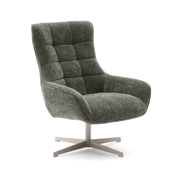 Szürkészöld forgó zsenília fotel Teryl – Kave Home