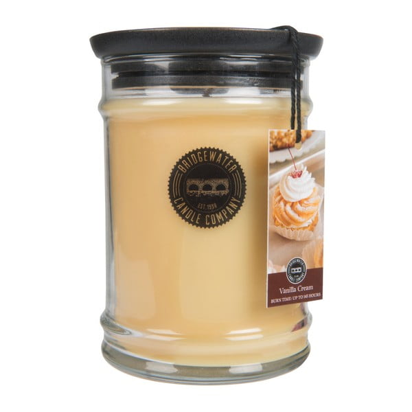 Vanilla Cream illatos gyertya üveg tartóban, égési idő 140-160 óra - Creative Tops