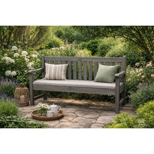 Szürke fa kerti pad London - Rojaplast-image-2