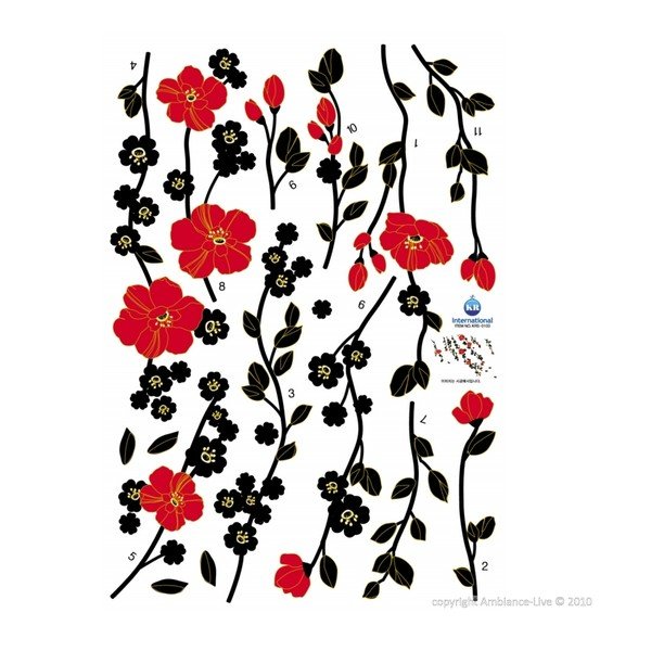 Red Tree and Flowers öntapadós falmatrica - Ambiance-image-1