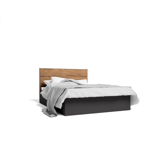 Fekete franciaágy tárolóhellyel és ágyráccsal 160x200 cm Malta - Marckeric