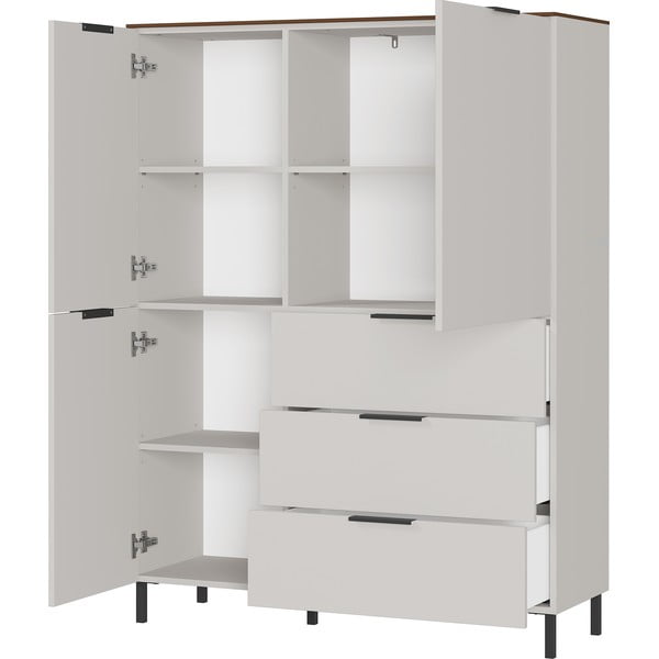 Szürkésbézs magas komód diófa dekorral 109x146 cm California - Germania-image-2