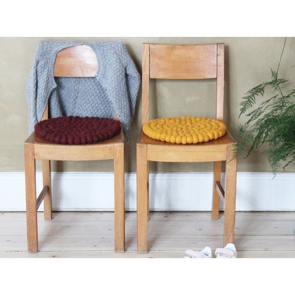 Ball Chair Pad sötét cseresznyeszínű golyós, gyapjú, gyerek székpárna, ⌀ 30 cm - Wooldot-image-4