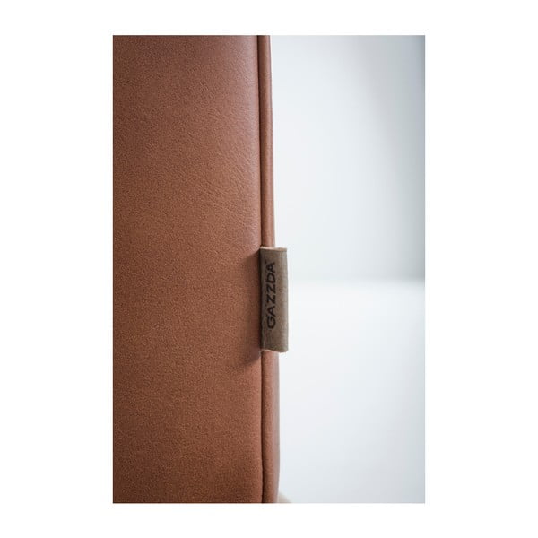 Fawn konyakbarna kanapé bivalybőrből, tömör tölgyfa szerkezettel, 240 cm - Gazzda-image-4