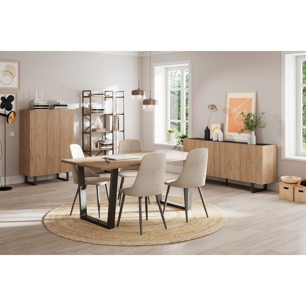 Étkezőasztal tölgyfa dekoros asztallappal 100x180 cm Francesca – Marckeric-image-1