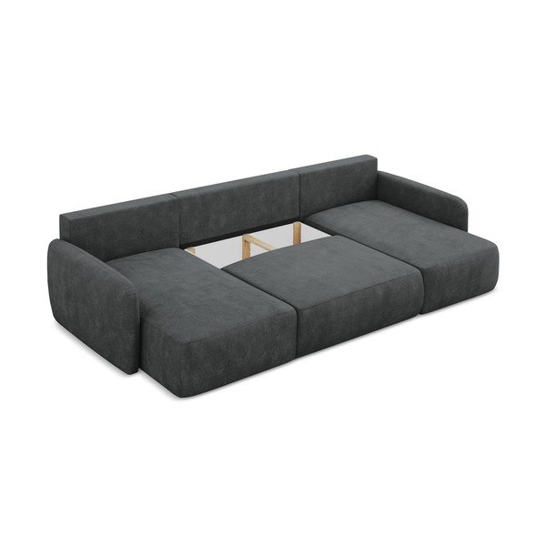 Sötétszürke zsenília kinyitható-tárolóhelyes sarokkanapé  (U alakú)  Lilo – Makamii-image-3