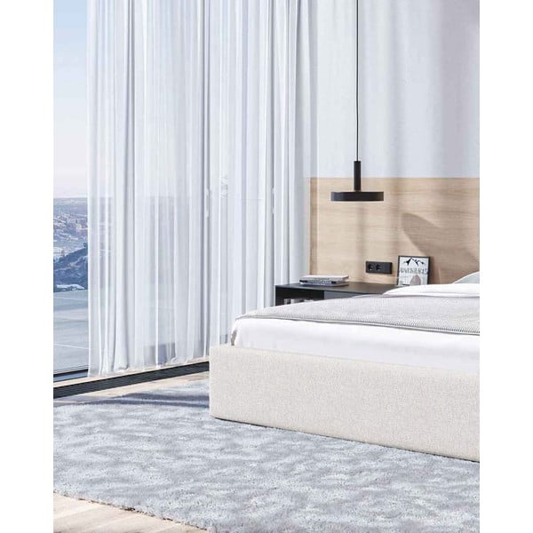 Bézs kárpitozott franciaágy tárolóhellyel, ágyráccsal 180x200 cm Bufo – MESONICA-image-4