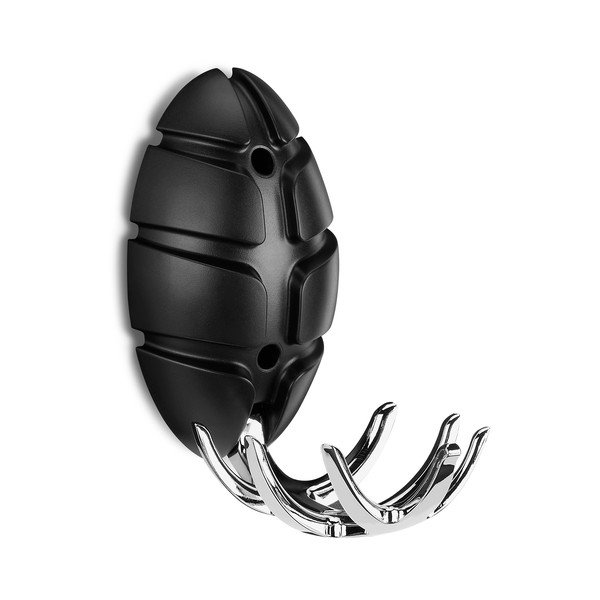 Fekete-fényes ezüstszínű fali műanyag akasztó Bug – Spinder Design-image-1