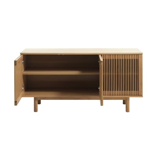 Natúr színű alacsony komód tölgyfa dekorral 143x70 cm Tiber – Unique Furniture-image-4