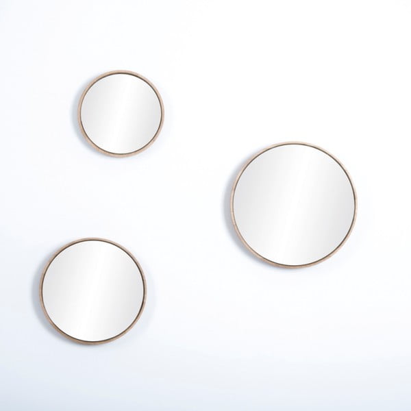 Look falitükör tömör tölgyfa kerettel, ⌀ 32 cm - Gazzda-image-2