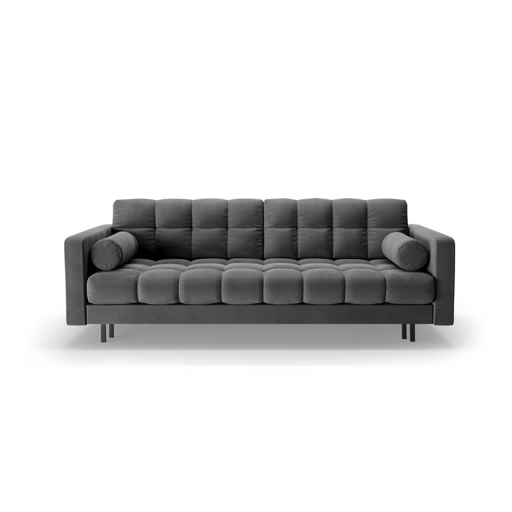 Sötétszürke bársony kinyitható tárolóhelyes kanapé 222 cm Bali Cosmopolitan Design
