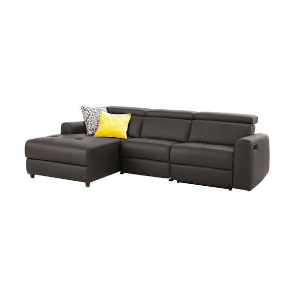 Sötétbarna bőr sarokkanapé (bal oldali) Capena – Støraa-image-2