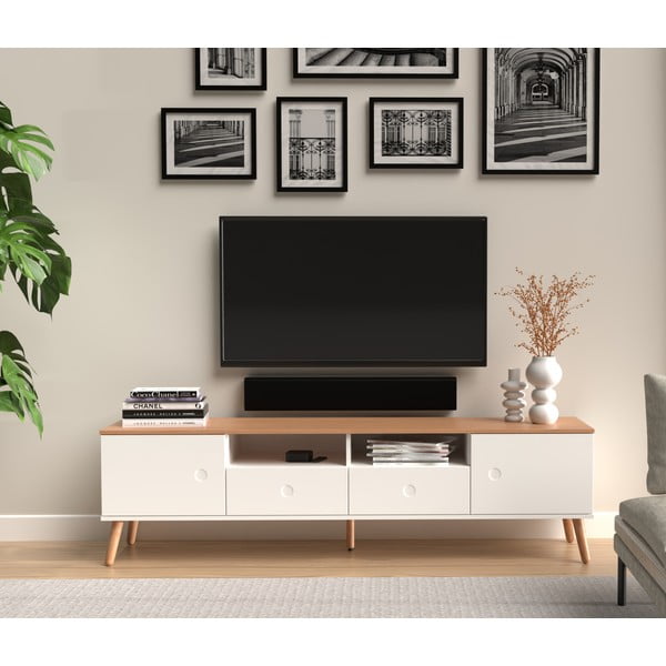 Dot fehér TV-állvány tölgyfa dekorral, szélesség 192 cm - Tenzo-image-1