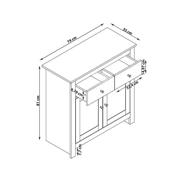Szürke-natúr színű alacsony komód tölgyfa dekorral 79x81 cm Emerald – Støraa-image-3