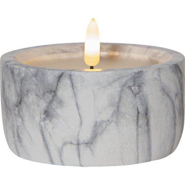 Flamme Marble szürke-fehér LED beton gyertya, magasság 7,5 cm - Star Trading