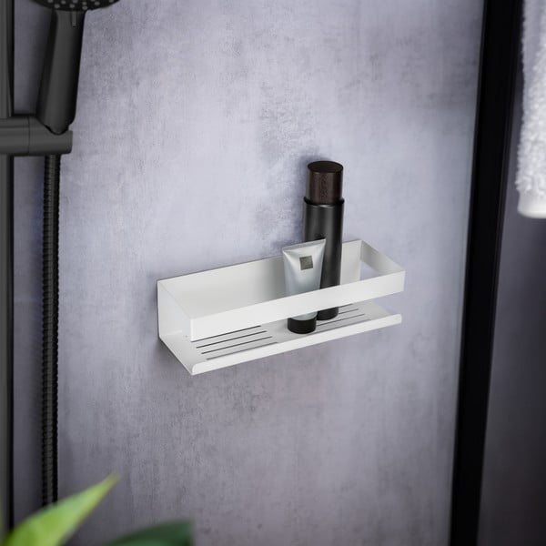 Matt fehér öntapadós rozsdamentes acél Turbo-Loc fürdőszobai polc Genova – Wenko-image-1