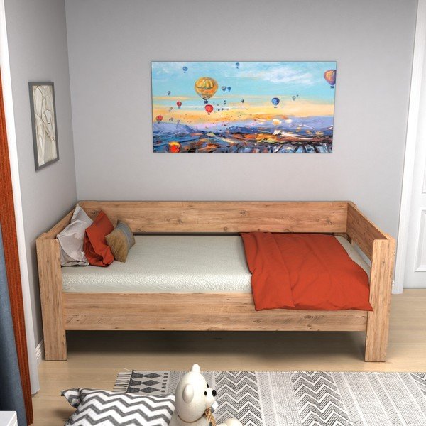 Natúr színű egyszemélyes ágy 90x190 cm Malina – Kalune Design-image-1